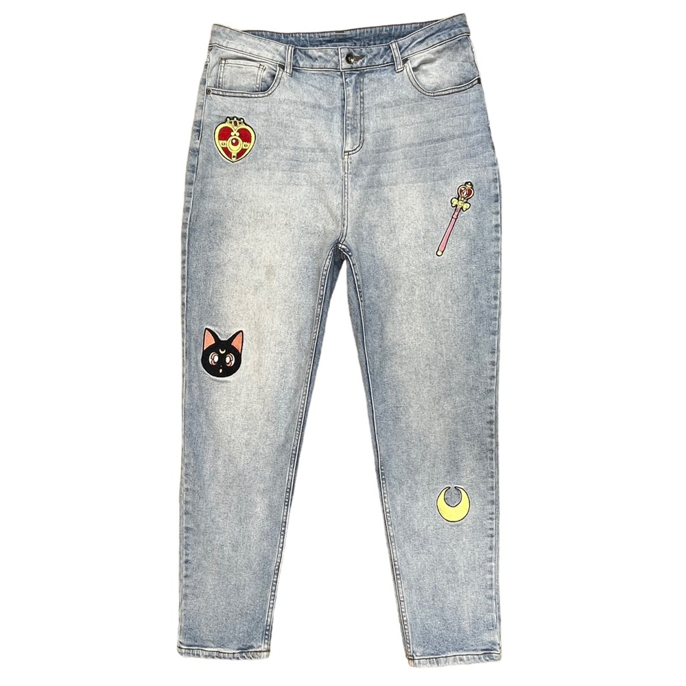 Sailor Moon Women’s Size 15 Anime Icons Embroidered Mom Blue Jeans Hot Topic|